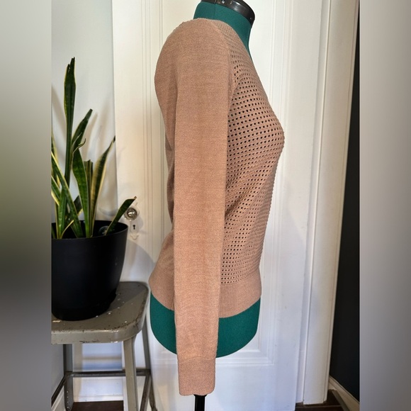 The Limited Merino Wool Blend, Light, tan mauve, V-Neck Sweater.  Size S - Picture 5 of 10